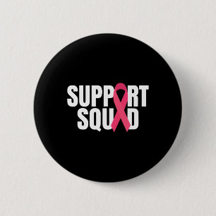 Support Squad Pink Ribbon Breast Cancer Awareness 6 Cm Round Badge