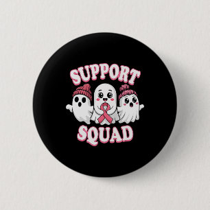 Support Squad Pink Ribbon Ghost Breast Cancer Awar 6 Cm Round Badge