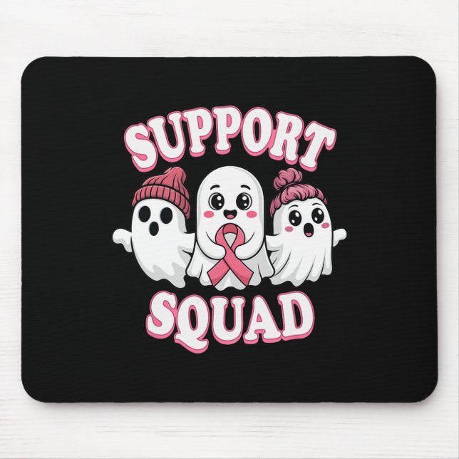 Support Squad Pink Ribbon Ghost Breast Cancer Awar Mouse Mat (Front)