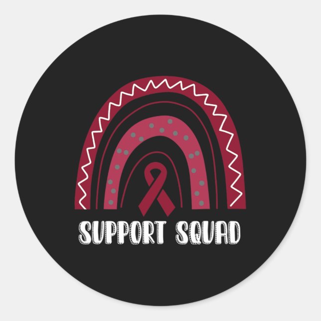 Support Squad Rainbow Burgundy Brain Aneurysm Awar Classic Round Sticker (Front)