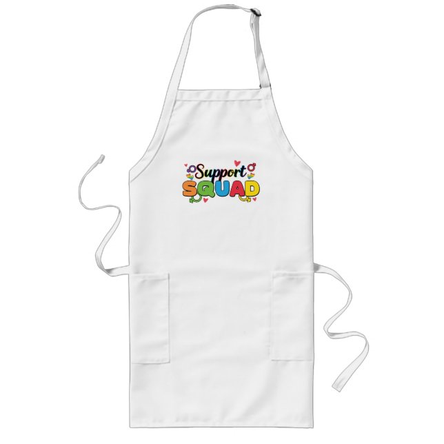 Support Squad - Rainbow Hearts Pride Ally Long Apron (Front)
