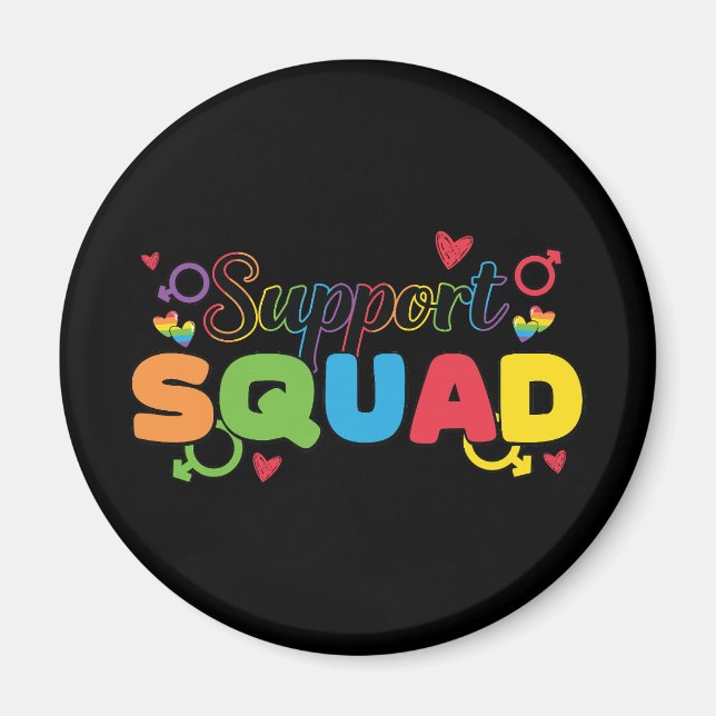 Support Squad - Rainbow Hearts Pride Ally Magnet (Front)