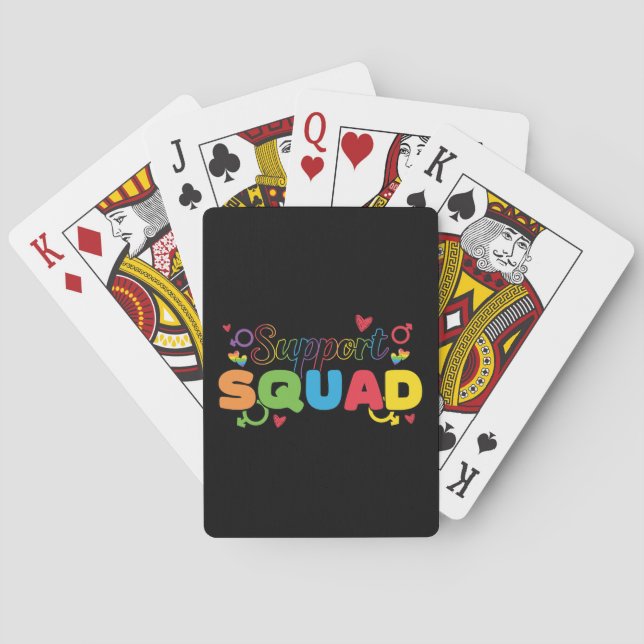 Support Squad - Rainbow Hearts Pride Ally Playing Cards (Back)