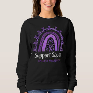 Support Squad Rainbow Purple Ribbon Epilepsy Aware Sweatshirt