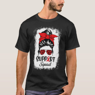 Support Squad Red Ribbon Week Awareness Messy Bun T-Shirt
