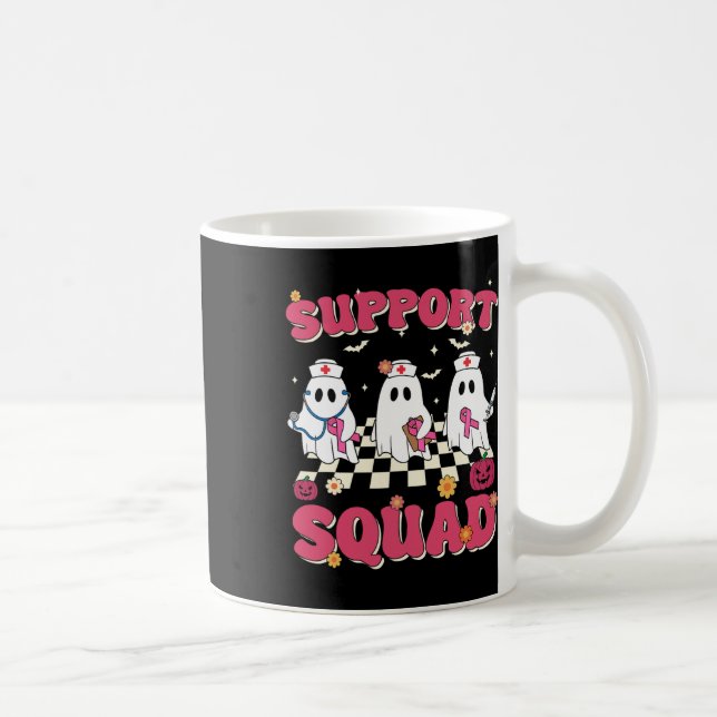 Support Squad Retro Groovy Nurse Breast Cancer Awa Coffee Mug (Right)