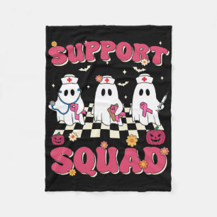 Support Squad Retro Groovy Nurse Breast Cancer Awa Fleece Blanket