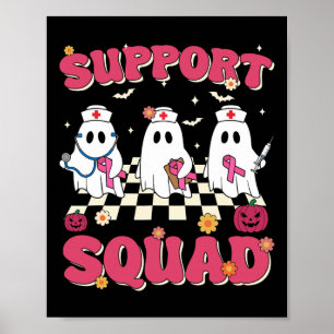Support Squad Retro Groovy Nurse Breast Cancer Awa Poster