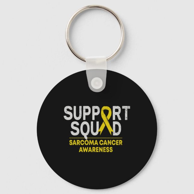 Support Squad Sarcoma Cancer Awareness Yellow Ribb Key Ring (Front)