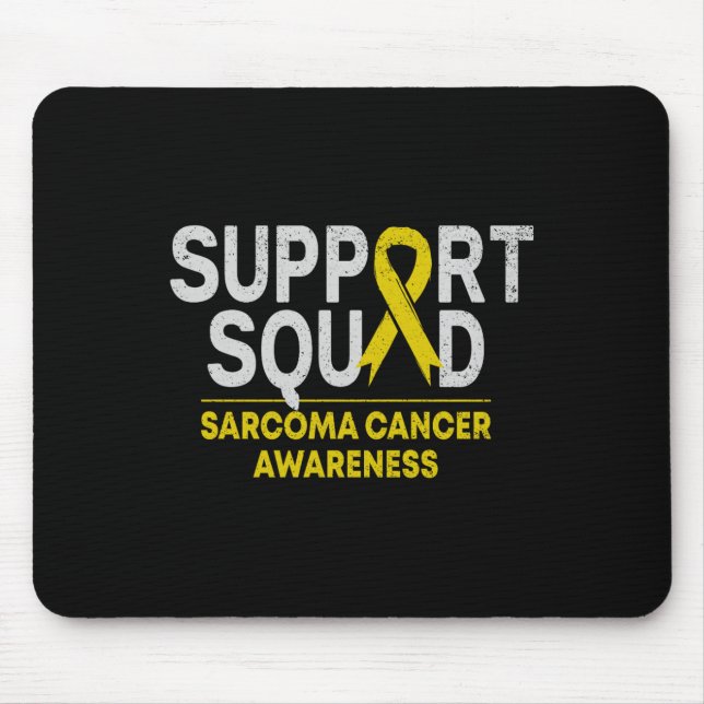 Support Squad Sarcoma Cancer Awareness Yellow Ribb Mouse Mat (Front)