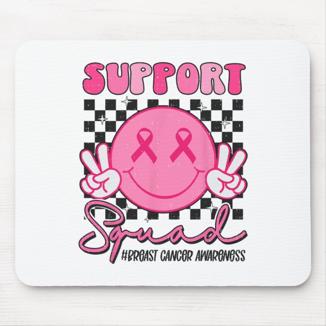 Support Squad Smile Face Breast Cancer Awareness P Mouse Mat (Front)
