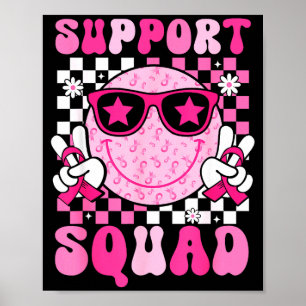 Support squad smile face breast cancer awareness poster