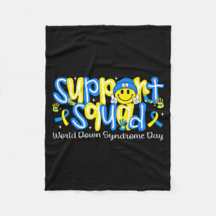Support Squad Smile Face World Down Syndrome Fleece Blanket