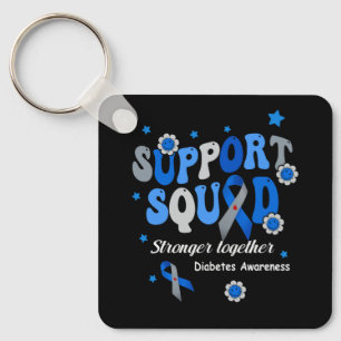 Support Squad Strong Together Blue Ribbon Diabetes Key Ring