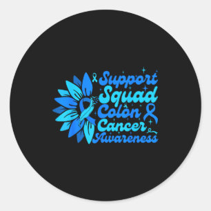 Support squad sunflower colon blue cancer classic round sticker