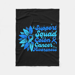 Support Squad Sunflower Colon Blue Cancer Fleece Blanket
