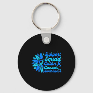 Support squad sunflower colon blue cancer key ring