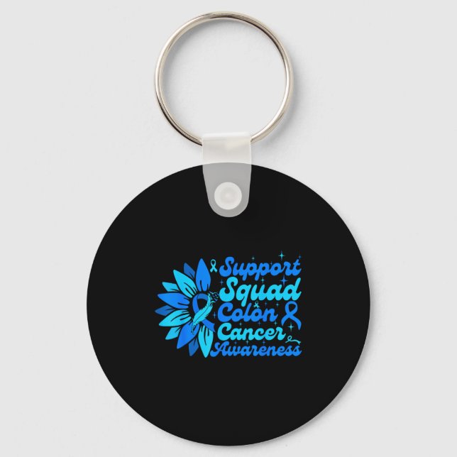 Support squad sunflower colon blue cancer key ring (Front)