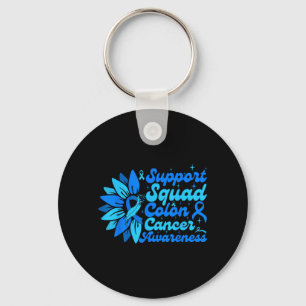 Support Squad Sunflower Colon Blue Cancer Key Ring