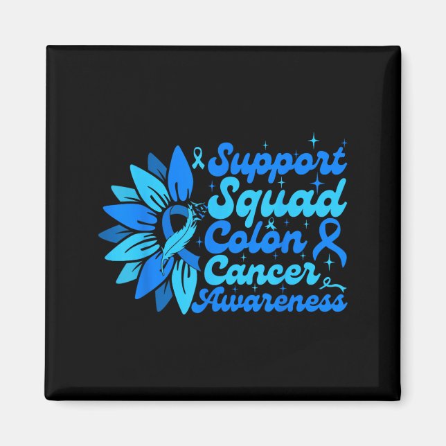 Support Squad Sunflower Colon Blue Cancer Magnet (Front)