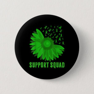 Support Squad Sunflower Green Ribbon Mental Health 6 Cm Round Badge