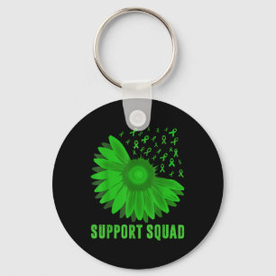 Support Squad Sunflower Green Ribbon Mental Health Key Ring