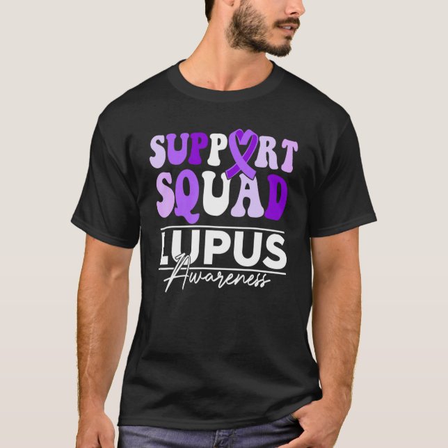 Support Squad Sunflower Hair Butterfly Lupus Aware T-Shirt (Front)