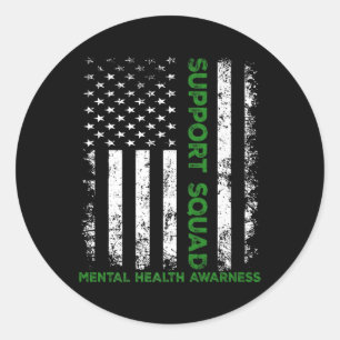 Support Squad Sunflower Hair Mental Health Awarene Classic Round Sticker