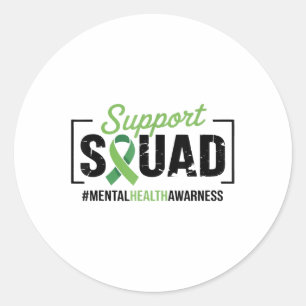 Support Squad Sunflower Hair Mental Health Awarene Classic Round Sticker