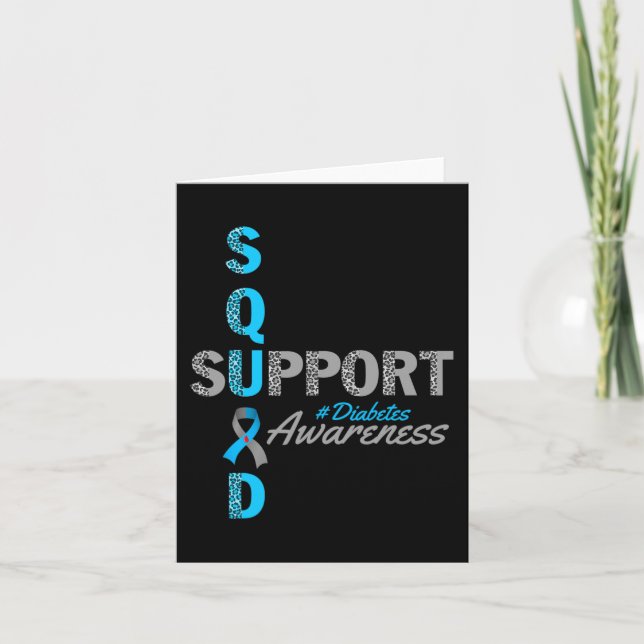support squad t1d t2d diabetes grey blue ribbon  card (Front)