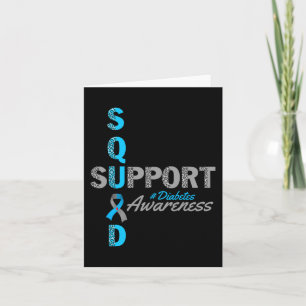 support squad t1d t2d diabetes grey blue ribbon  card
