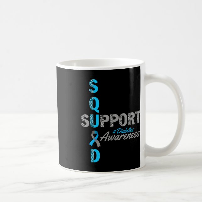 Support Squad T1d T2d Diabetes Grey Blue Ribbon  Coffee Mug (Right)