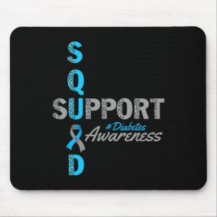 Support Squad T1d T2d Diabetes Grey Blue Ribbon Mouse Mat