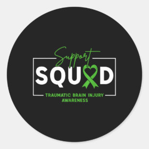 Support Squad TBI Traumatic Brain Injury Awareness Classic Round Sticker