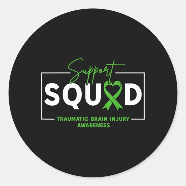 Support Squad TBI Traumatic Brain Injury Awareness Classic Round Sticker (Front)