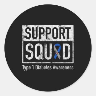 Support Squad Type 1 Diabetes Awareness Ribbon Classic Round Sticker