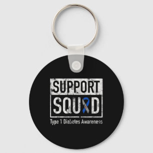 Support Squad Type 1 Diabetes Awareness Ribbon Key Ring