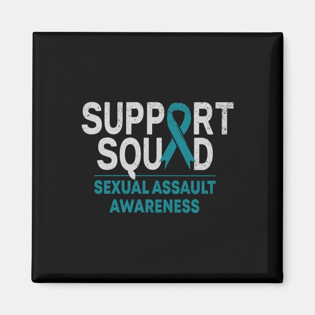 Support Squad Ual Ault Awareness Month Teal Ribbon Magnet (Front)