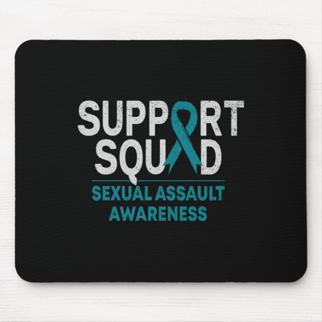 Support Squad Ual Ault Awareness Month Teal Ribbon Mouse Mat (Front)
