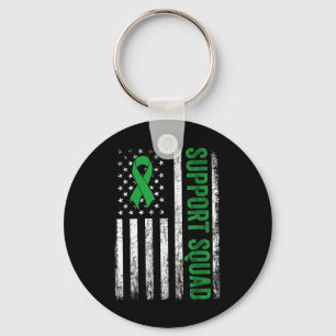 Support Squad Us Flag Green Ribbon Mental Health A Key Ring