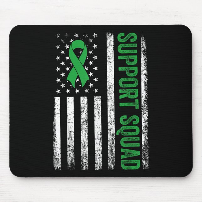 Support Squad Us Flag Green Ribbon Mental Health A Mouse Mat (Front)