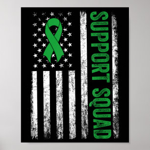 Support Squad Us Flag Green Ribbon Mental Health A Poster
