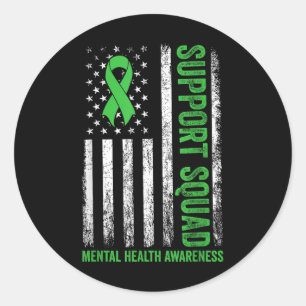 Support Squad Usa Flag Mental Health Awareness Classic Round Sticker