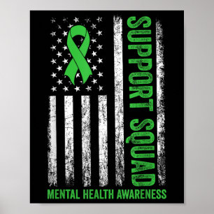 Support Squad Usa Flag Mental Health Awareness  Poster