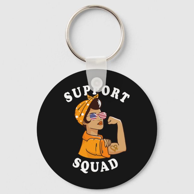 Support Squad Woman Sunglasses for Leukaemia Aware Key Ring (Front)