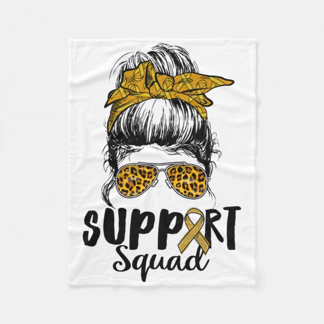 Support Squad Women Leopard Messy Bun Rsd And Crps Fleece Blanket (Front)