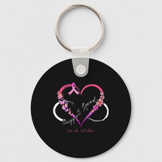 Support Squad You Are Not Alone Breast Cancer Awar Key Ring (Front)