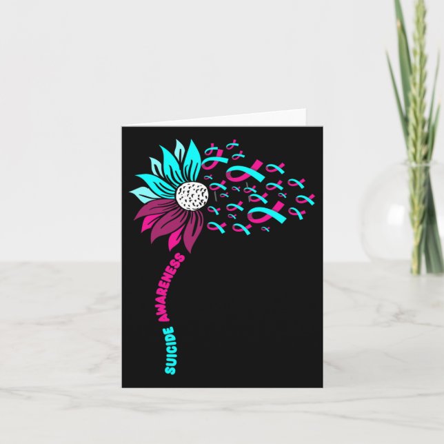 Support Suicide Awareness Flower Suicide Preventio Card (Front)