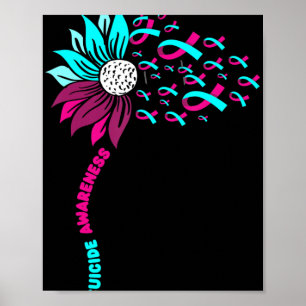 Support Suicide Awareness Flower Suicide Preventio Poster