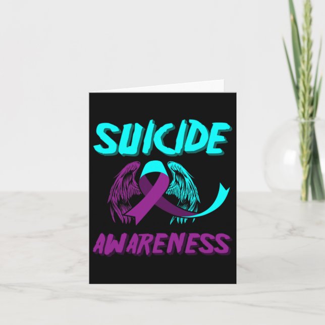 Support Suicide Awareness Wings Suicide Prevention Card (Front)
